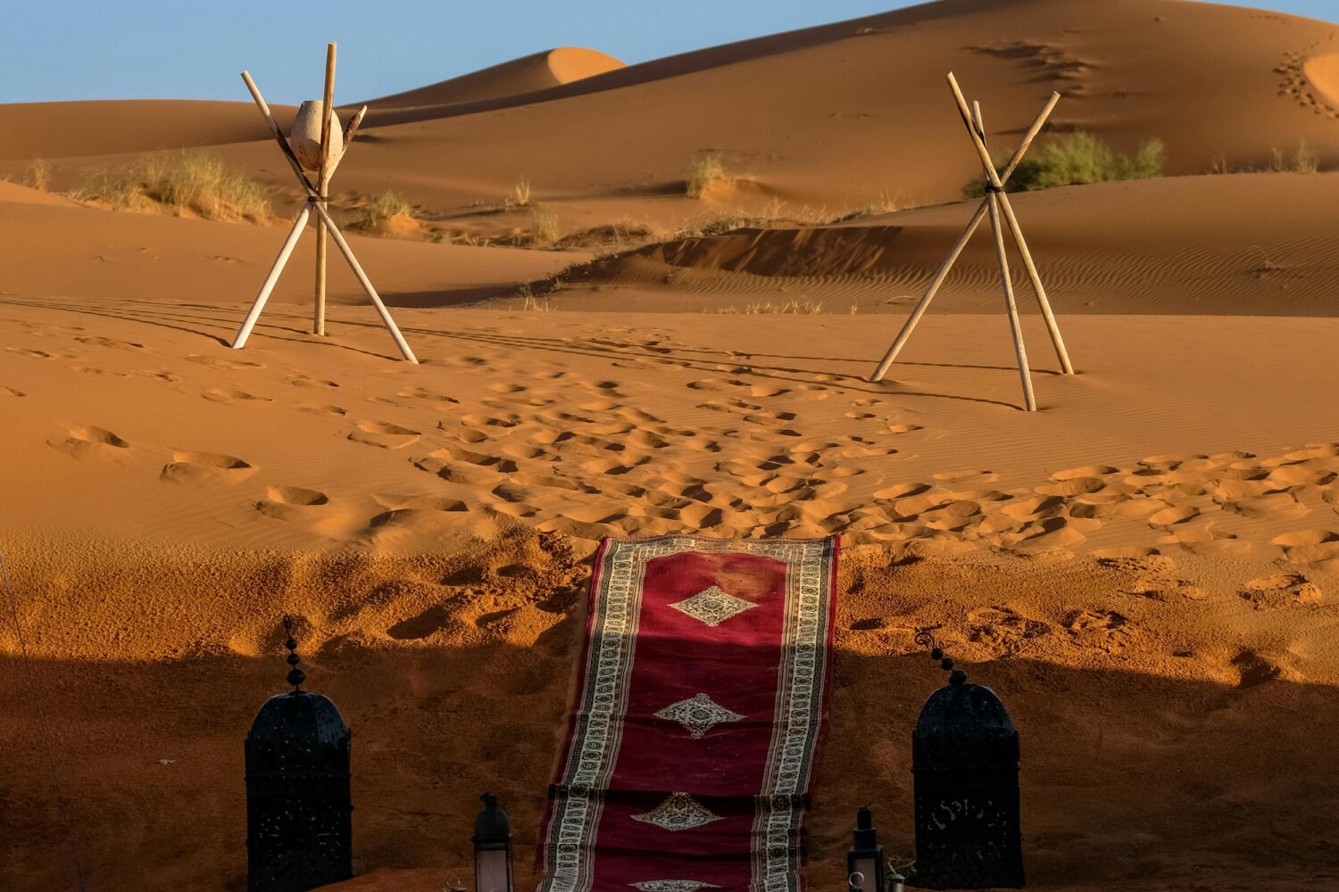 The stuning red carpet in the sahara desert of Morocco,